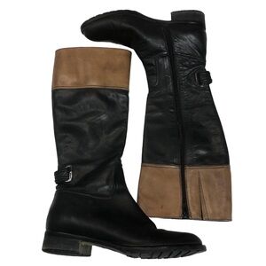 LAVORAZIONE Artigiana Leather Colour Block Tall Riding Boots, size 37